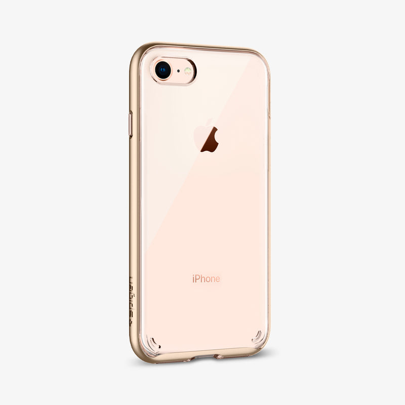 054CS22366 - iPhone 8 Series Neo Hybrid Crystal Case in champagne gold showing the back and partial side