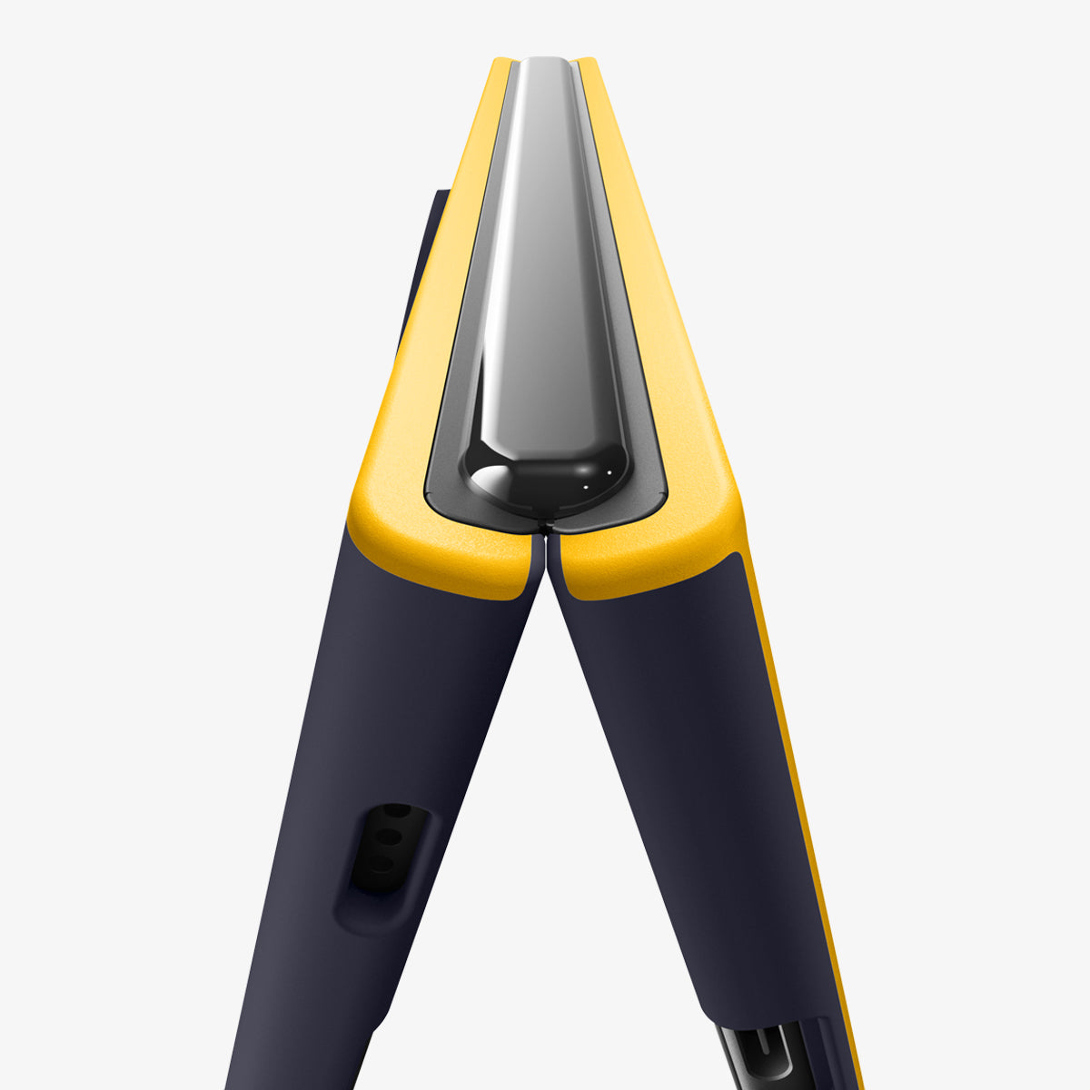 ACS11686 - iPhone Duo Nano Pop (Mag Fit) in Blueberry Navy showing a close-up of the hinge area highlighting the hinge-free folding design