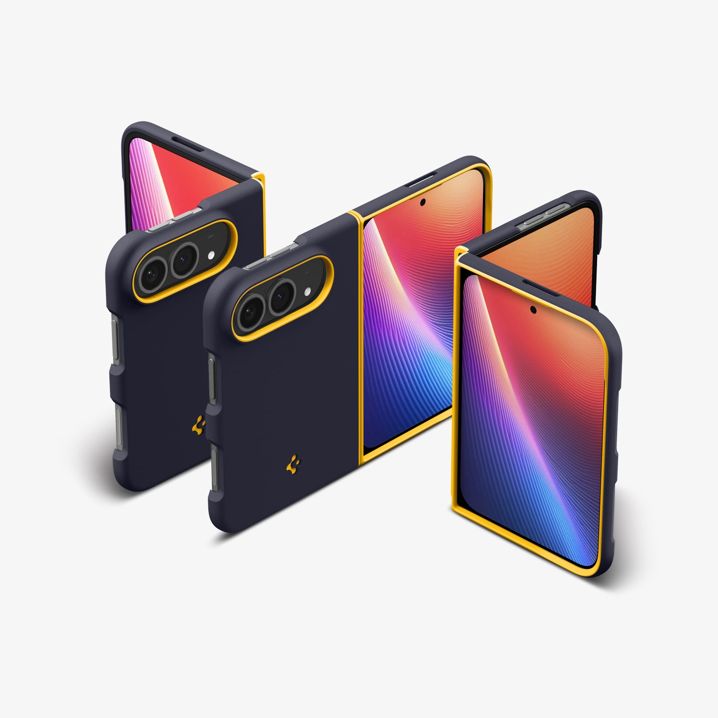 ACS11686 - iPhone Duo Nano Pop (Mag Fit) in Blueberry Navy showing multiple folded and unfolded views highlighting the case fit and folding design
