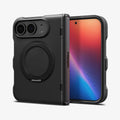 ACS11780 - iPhone Duo Slim Armor Pro S (Mag Fit) showing an angled view of the case with circular kickstand and textured hinge protection