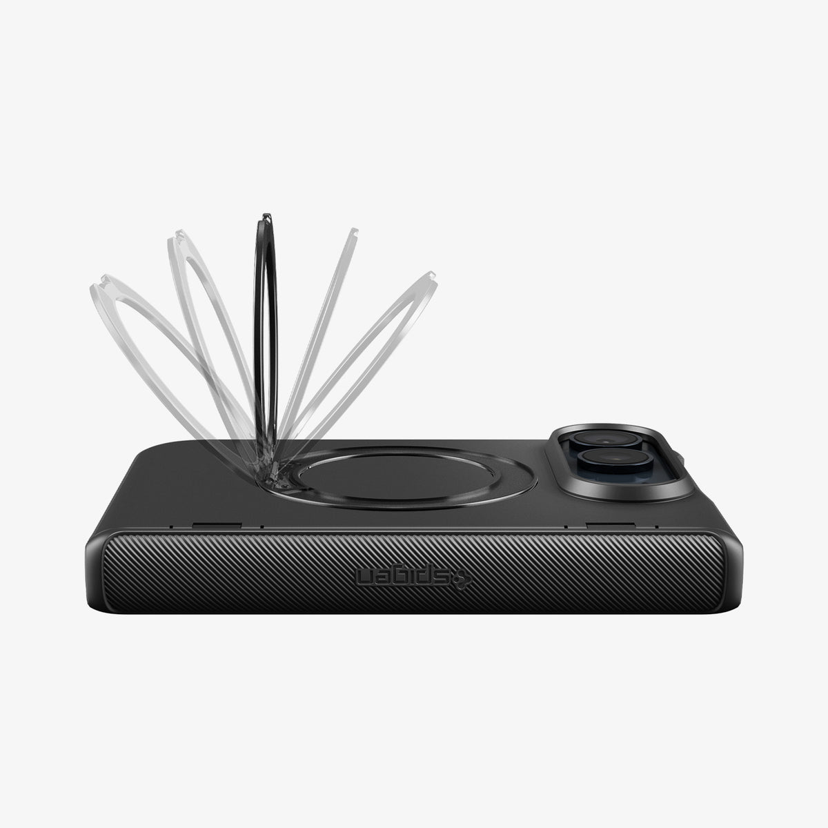 ACS11780 - iPhone Duo Slim Armor Pro S (Mag Fit) showing a built-in circular ring stand adjusting through multiple angles on the back of a phone case.