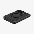 ACS11780 - iPhone Duo Slim Armor Pro S (Mag Fit) showing an angled rear view of a foldable phone case with a circular ring stand, raised camera edges, and port cutouts.
