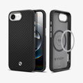 ACS09153 - iPhone 17e Case Enzo Aramid in Matte Black showing the partial front, partial back and sides, with showing inner of phone case