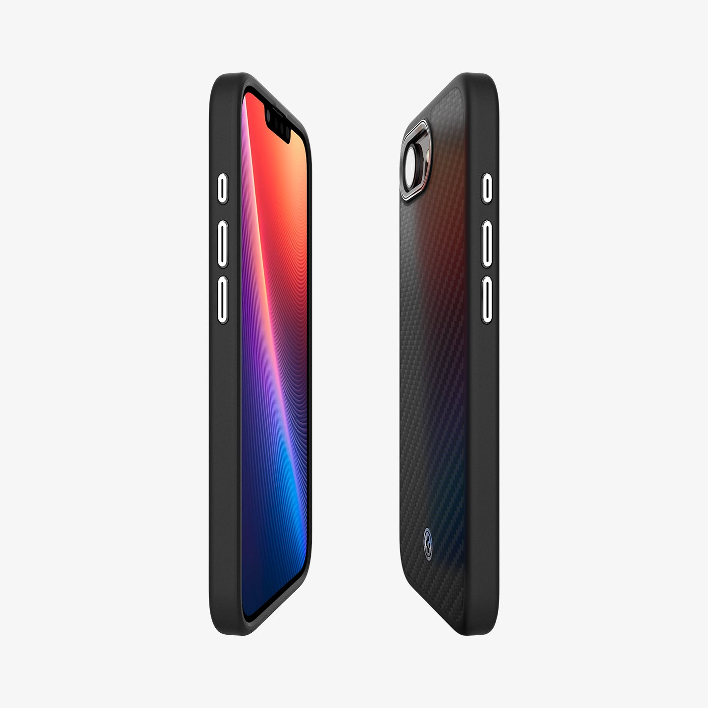 ACS09153 - iPhone 16e Case Enzo Aramid in Matte Black showing the partial front, partial back and sides