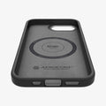 ACS09153 - iPhone 16e Case Enzo Aramid in Matte Black showing the inner, partial bottom zoomed in