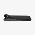 ACS09151 - iPhone 17e Case Liquid Air (MagFit) in Matte Black showing the partial back and sides while the corner is partially lifted