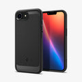 ACS09152 - iPhone 16e Case Rugged Armor (MagFit) in Matte Black showing the back, partial front and sides