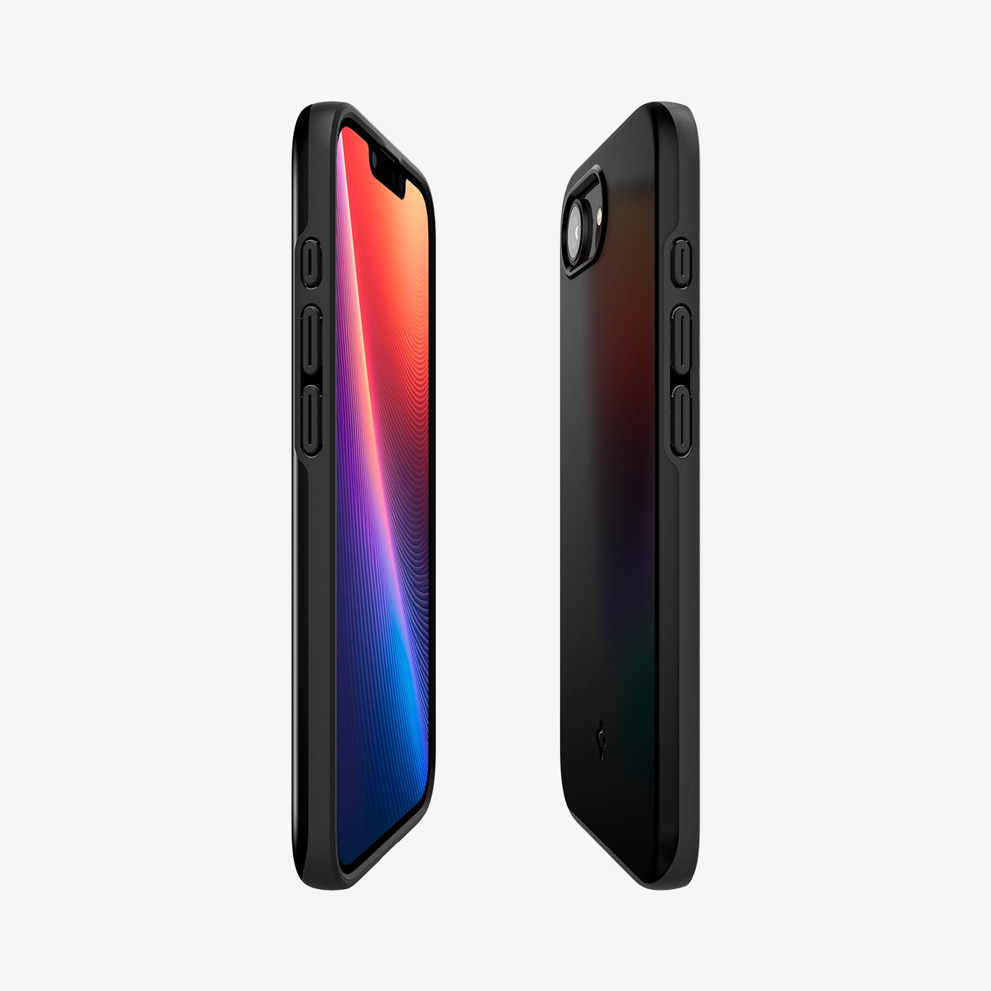 ACS09135 - iPhone 16e Case Thin Fit (MagFit) in Black showing the partial front, partial back and sides