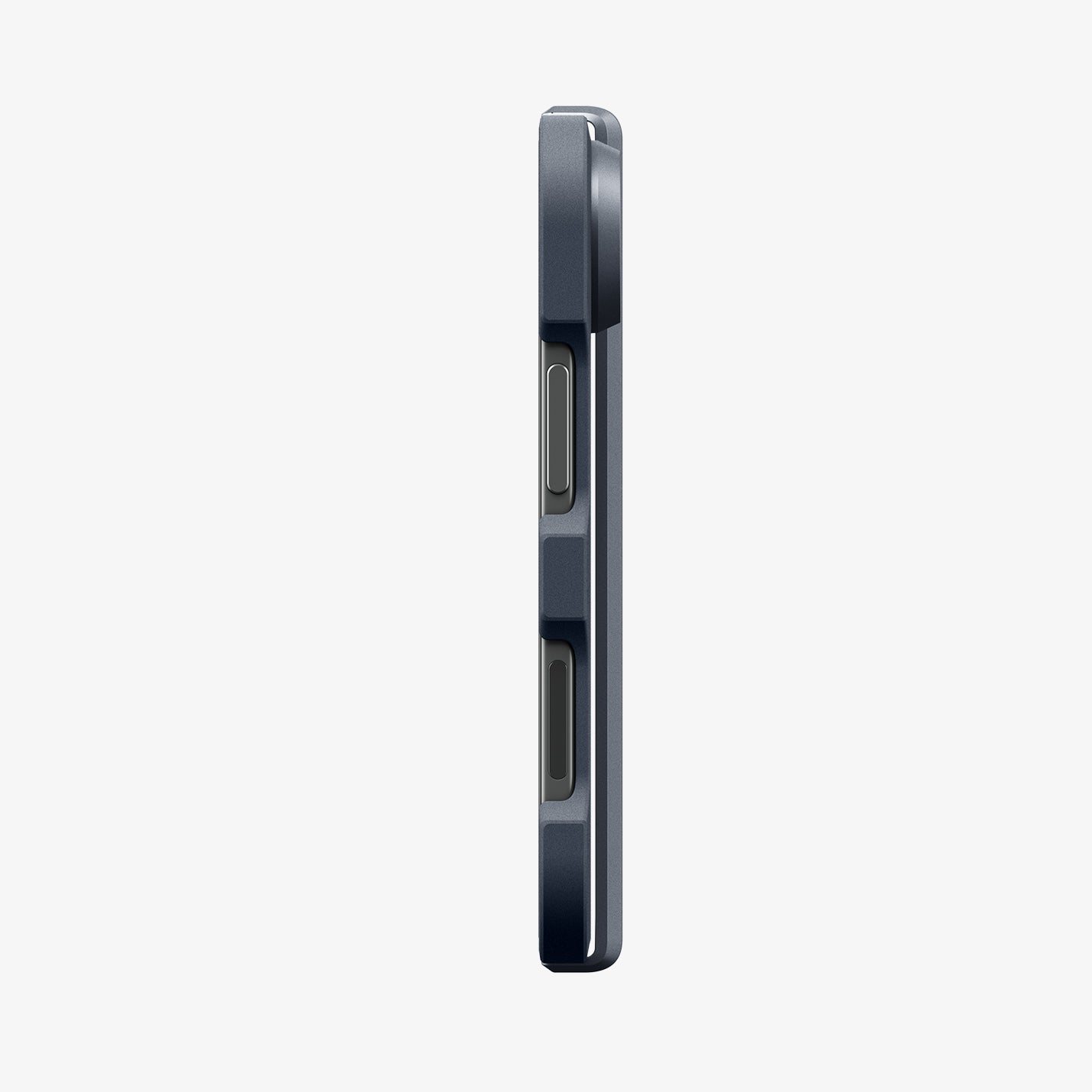 ACS11691 - iPhone Duo Tough Armor Pro (Mag Fit) in Metal Slate showing the slim side profile with accessible button cutouts and reinforced edges