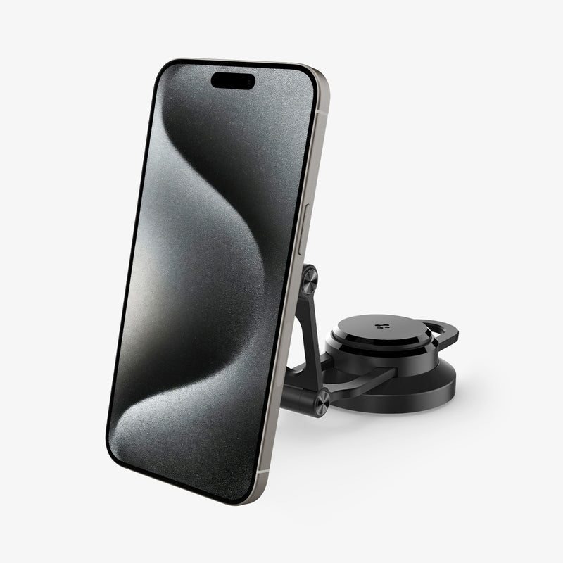 ACP06860 - Tesla Models - OneTap Pro Screen Car Mount ITT90W-3 (MagFit) in Black showing the front of a device vertically, attached to car mount