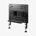 AHP11400 - Clamp Pegboard | LD405 showing full pegboard assembly with dual clamp legs, two storage bins, shelf tray, hooks, and pin accessories on white background
