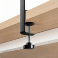 AHP11400 - Clamp Pegboard | LD405 showing close up of clamp bracket from underside of wooden desk with threaded bolt and star knob fully tightened