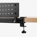 AHP11401 - Clamp Pegboard Side Organizer | LD406 showing a close up of the clamp securely attaching the organizer rail to the edge of a desk