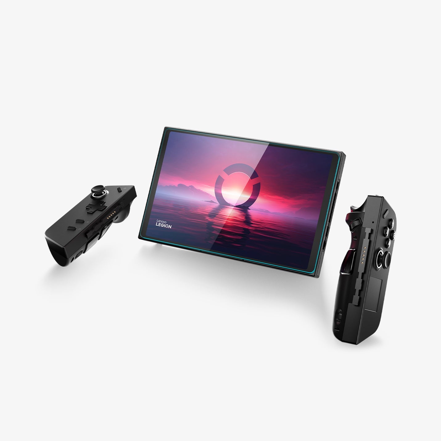 AGL07413 - Lenovo Legion Go Screen Protector GLAS.tR SLIM showing the front and side with controllers separated