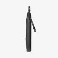 AFA11229 - Soft Card Holder | LF300 in Black showing side profile view with zipper closure, braided zipper pull tab, and D-ring carabiner hook at the top.