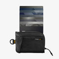AFA11229 - Soft Card Holder | LF300 in Black showing front view with zipper open and multiple cards fanned out above the wallet, displaying the mesh exterior, Spigen Life logo, and D-ring attachment on the left side.