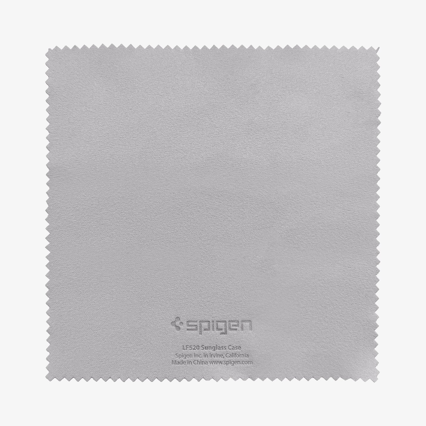ACS09444 - [LF520] Universal Sunglass Case in Black showing a gray microfiber cleaning cloth with Spigen logo and product text printed on the surface.