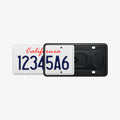 ACP08684 - License Plate Frame | LP100 in Black showing the front, plate number inserted halfway to the case