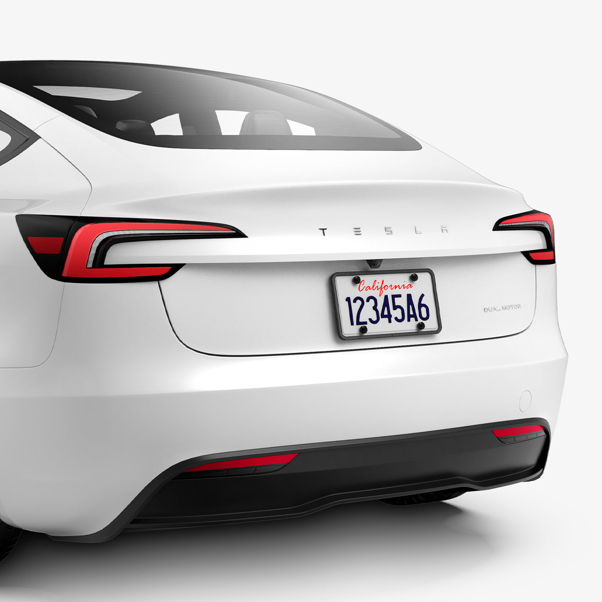ACP08684 - License Plate Frame | LP100 in Black showing the front, installed to the back of the car