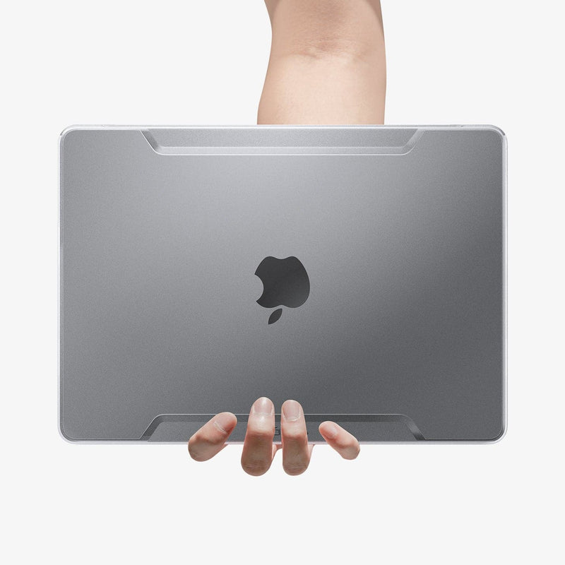 ACS05271 - MacBook Air Case Thin Fit in crystal clear showing the laptop in someone's hand