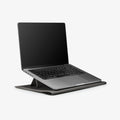 AFA06424 - MacBook Pro 16-inch Valentinus S Laptop Pouch in City Gray ergonomic stand position with MacBook open for comfortable typing