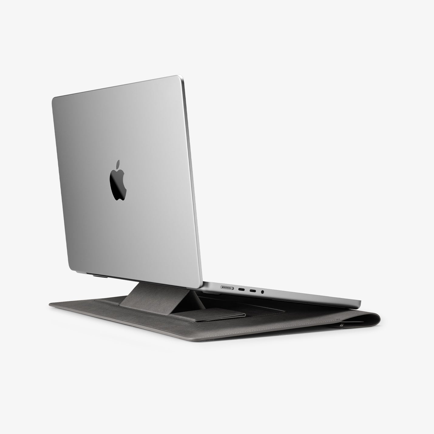 AFA06424 - MacBook Pro 16-inch Valentinus S Laptop Pouch in City Gray dual stand structure supporting laptop with stable elevated viewing angle