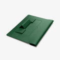 AFA06426 - MacBook Pro 16-inch Valentinus S Laptop Pouch in Jeju Green low angle stand configuration for comfortable typing and cooling