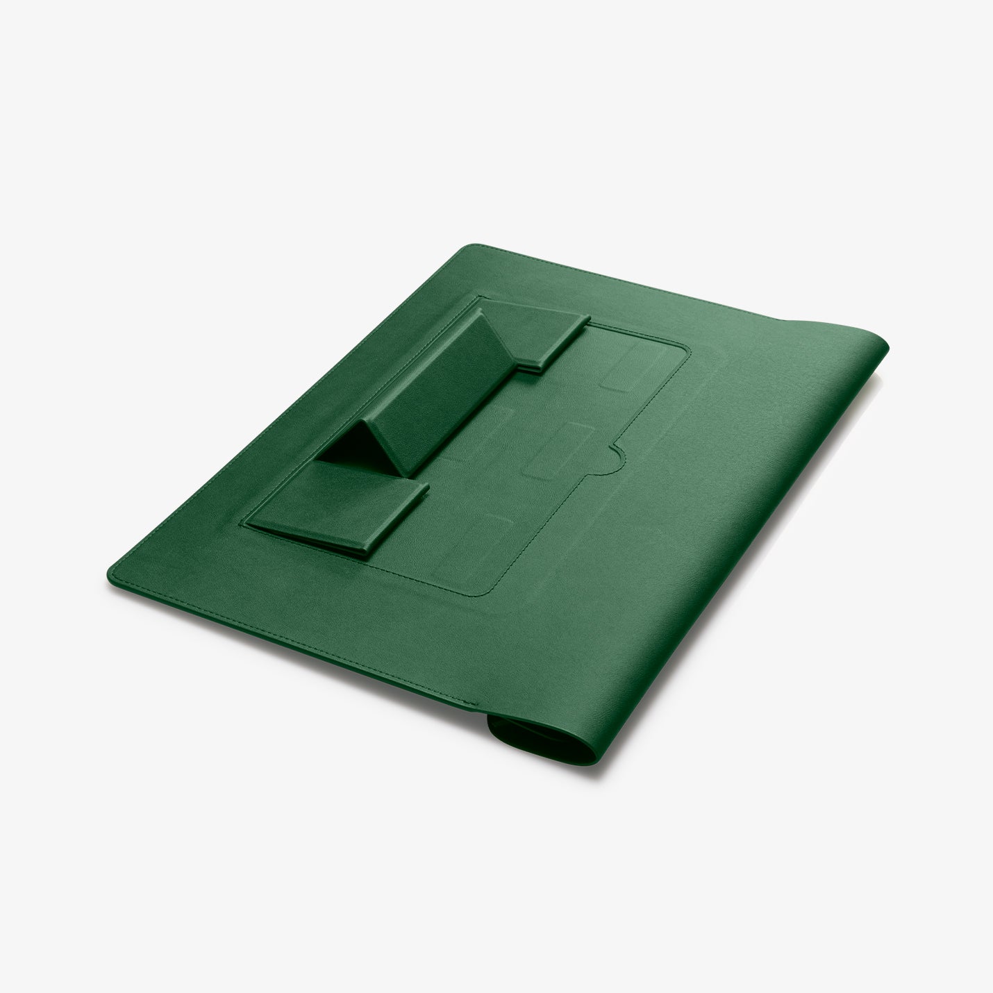 AFA06426 - MacBook Pro 16-inch Valentinus S Laptop Pouch in Jeju Green low angle stand configuration for comfortable typing and cooling