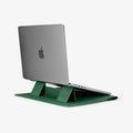 AFA06426 - MacBook Pro 16-inch Valentinus S Laptop Pouch in Jeju Green built in stand supporting laptop at elevated typing angle