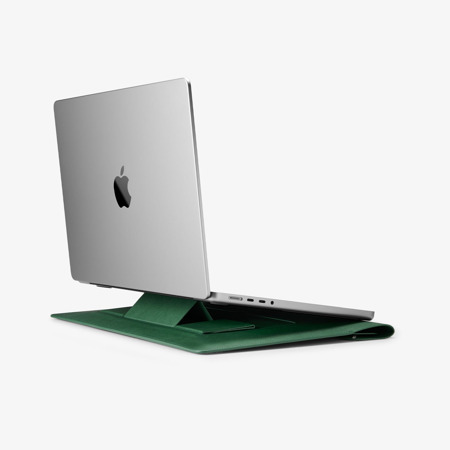 AFA06426 - MacBook Pro 16-inch Valentinus S Laptop Pouch in Jeju Green dual stand structure supporting laptop with stable elevated viewing angle