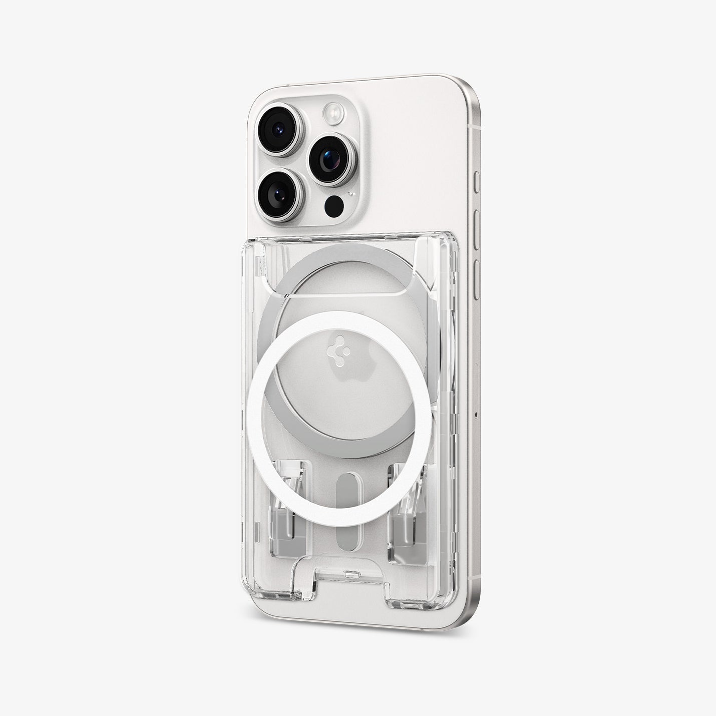 AFA08888 - Ultra Hybrid MagFit+ Wallet (MagFit) in Crystal Clear showing the front of the wallet case, back and partial side of the device