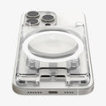 AFA08888 - Ultra Hybrid MagFit+ Wallet (MagFit) in Crystal Clear showing the front, partial bottom of the wallet case attached to the back of the device