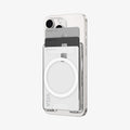 AFA08888 - Ultra Hybrid MagFit+ Wallet (MagFit) in Crystal Clear showing the front of the wallet case, partial side of the device with 3 cards inserted