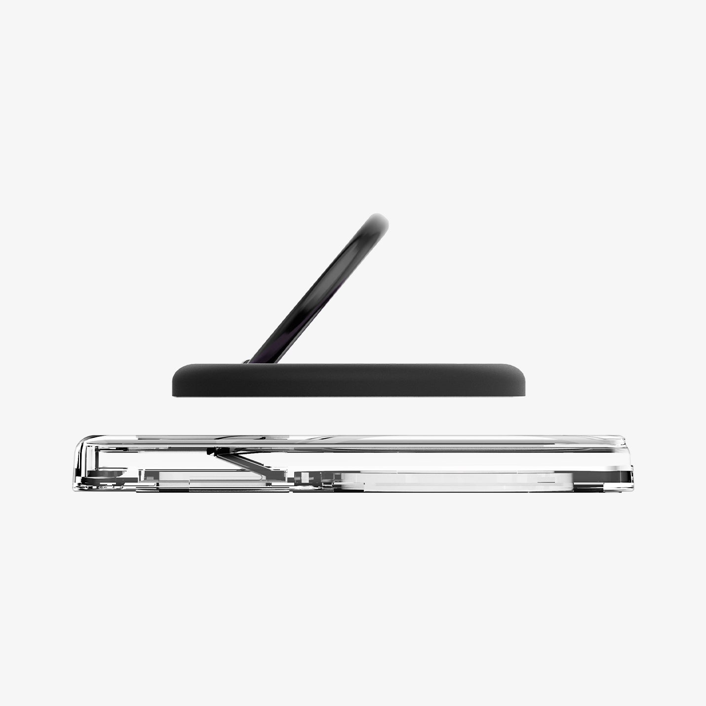 AFA08888 - Ultra Hybrid MagFit+ Wallet (MagFit) in Crystal Clear showing the side of the mag-ring hovering above the walletcase