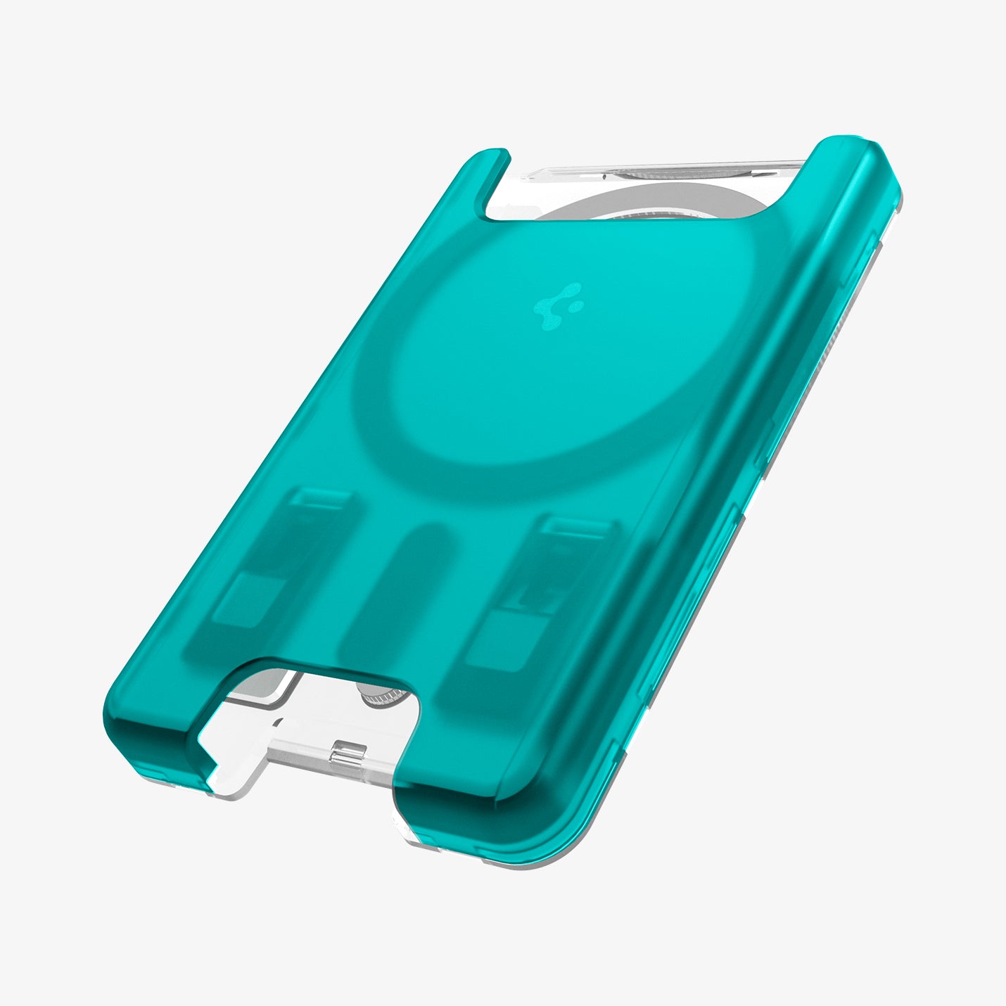 AFA07397 - MagSafe Card Holder Classic C1 (MagFit) in Bondi Blue showing the front, partial side, bottom zoomed in