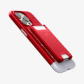 AFA07399 - MagSafe Card Holder Classic C1 (MagFit) in Ruby showing the side and partial front attached to the back of the device showing side and partial bottom