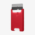 AFA07399 - MagSafe Card Holder Classic C1 (MagFit) in Ruby showing the front, partial side with 3 cards inserted