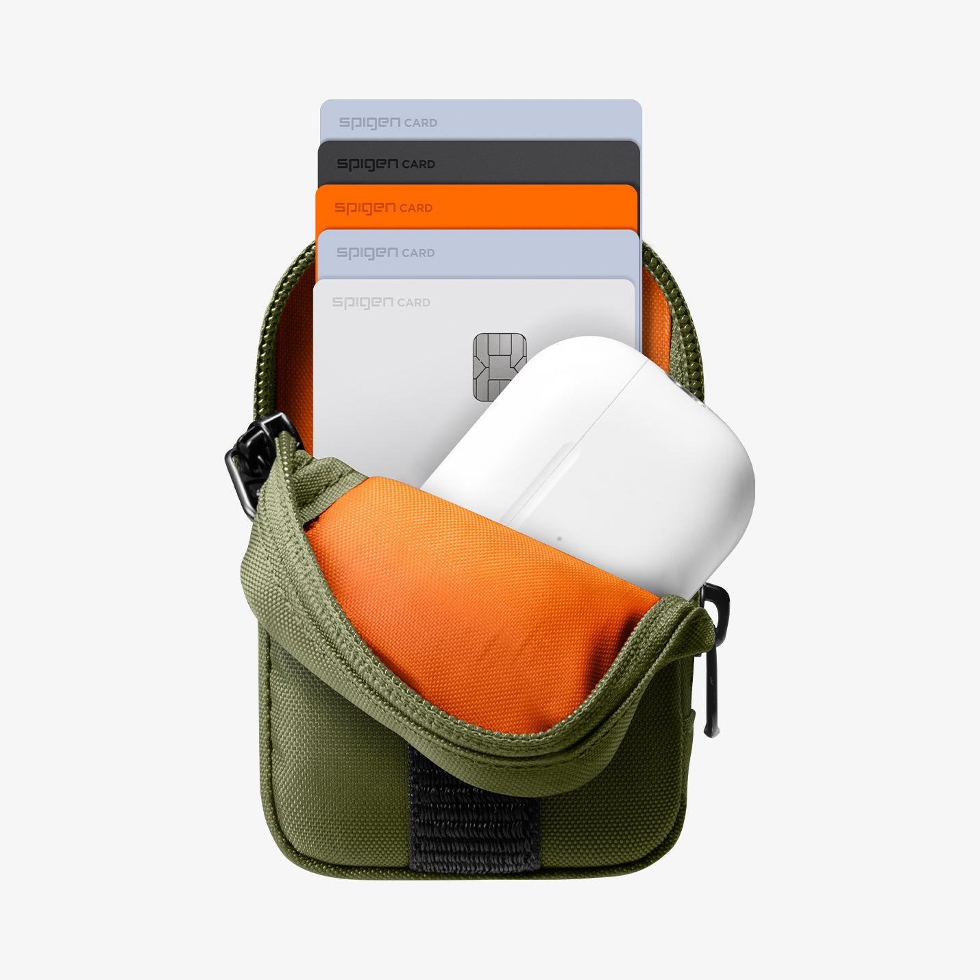 AFA10227 - Portable Organizer Pouch Tintap Zip MagFit in Olive Green showing inside