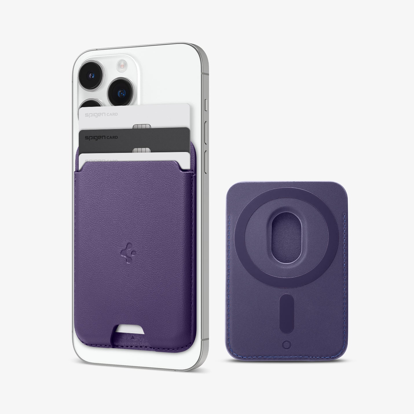 AFA06268 - MagSafe 3 Cards Holder Valentinus (MagFit) in purple showing the front with multiple cards in slot