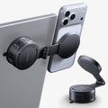 ACP11659 - Adhesive Dashboard Car Mount | MFT35-1 (Mag Fit) showing a phone attached to the ring by magnet, mounted on a flat surface with a folded mount beside it