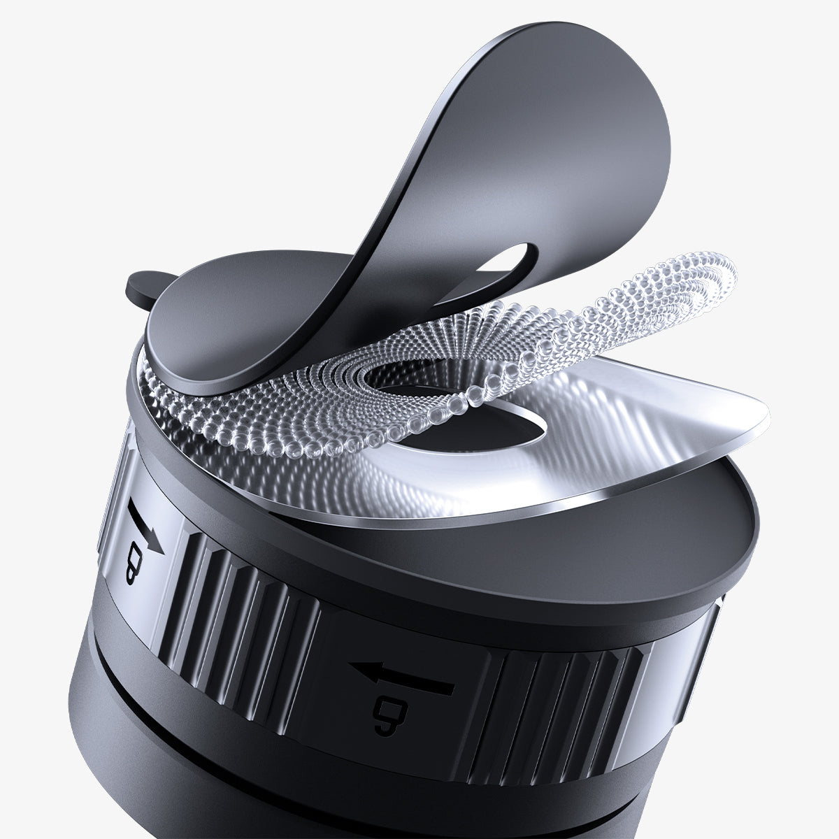 ACP11659 - Adhesive Dashboard Car Mount | MFT35-1 (Mag Fit) showing a close up of the metal ring and dial with a reflective finish