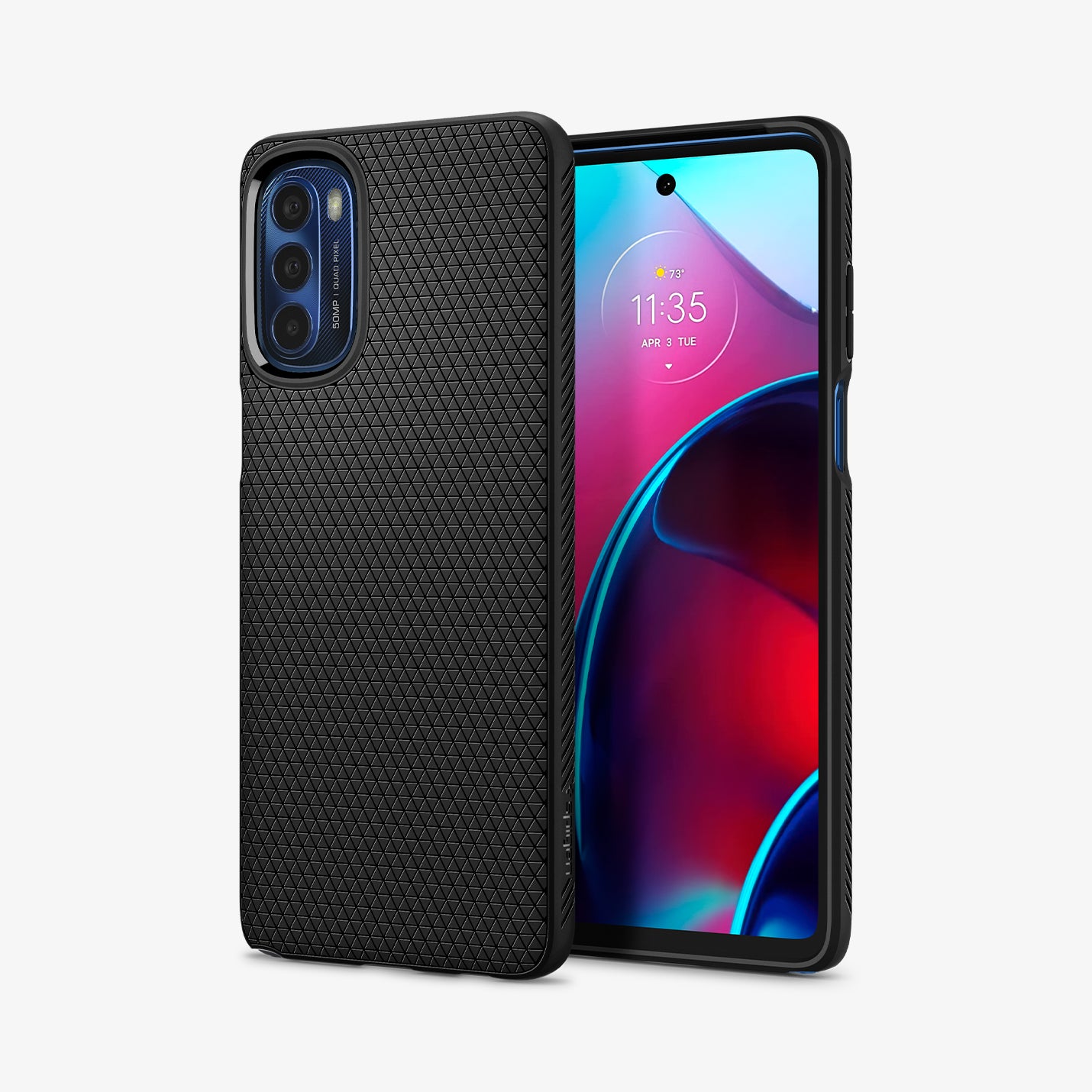 ACS04469 - Moto G Stylus 5G (2022) Case Liquid Air in matte black showing the back and front