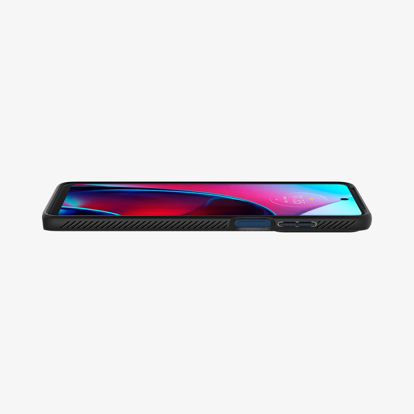 ACS04469 - Moto G Stylus 5G (2022) Case Liquid Air in matte black showing the side and partial front