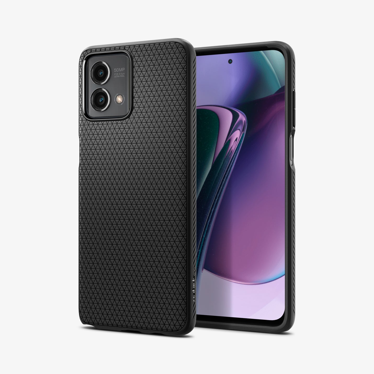 ACS06851 - Moto G Stylus 5G (2023) Case Liquid Air in matte black showing the back and front