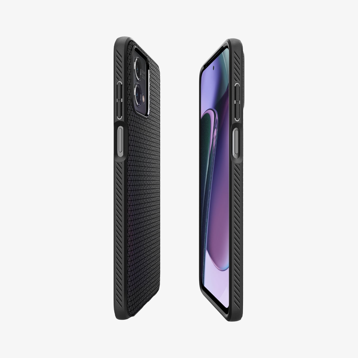 ACS06851 - Moto G Stylus 5G (2023) Case Liquid Air in matte black showing the sides, partial back and front