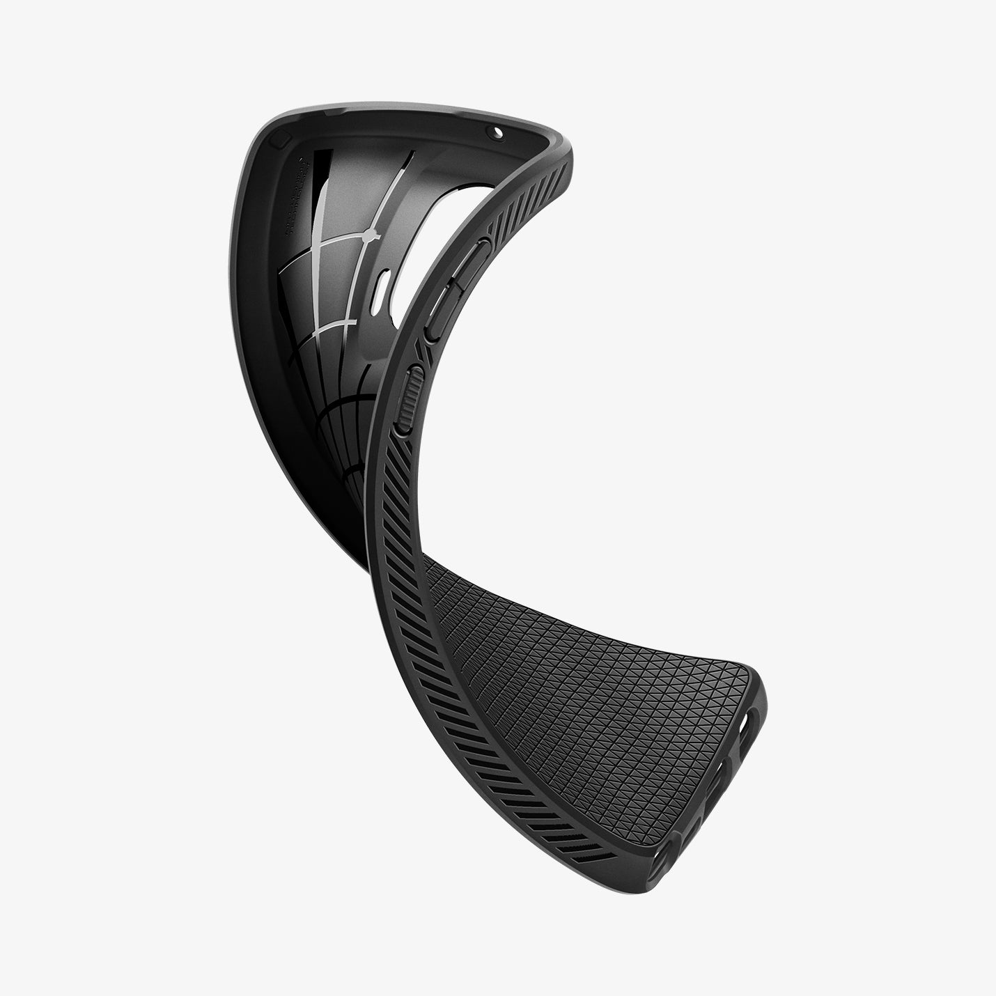 ACS08546 - Moto G Stylus 5G (2024) Case Liquid Air in Matte Black showing the partial inner and back, partially twisted