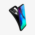 ACS01230 - Moto G Stylus Case Rugged Armor in black showing the front with case bending away from the device