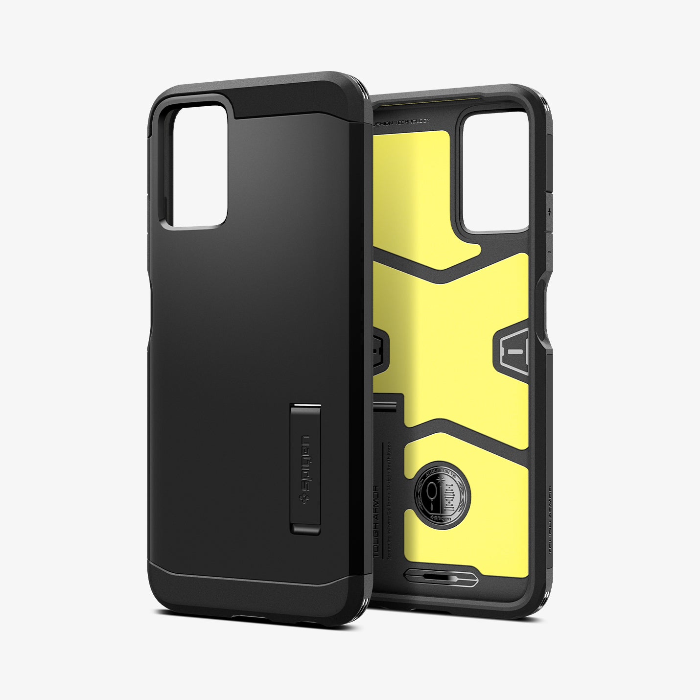 ACS07769 - Moto G Power 5G (2024) Case Tough Armor in Black showing the back, a device showing partial inner and sides