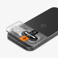 AGL08444 - Pixel 9 Pro Case Optik EZ Fit Lens Protector in Crystal Clear showing the installation tray with lens attached to the device