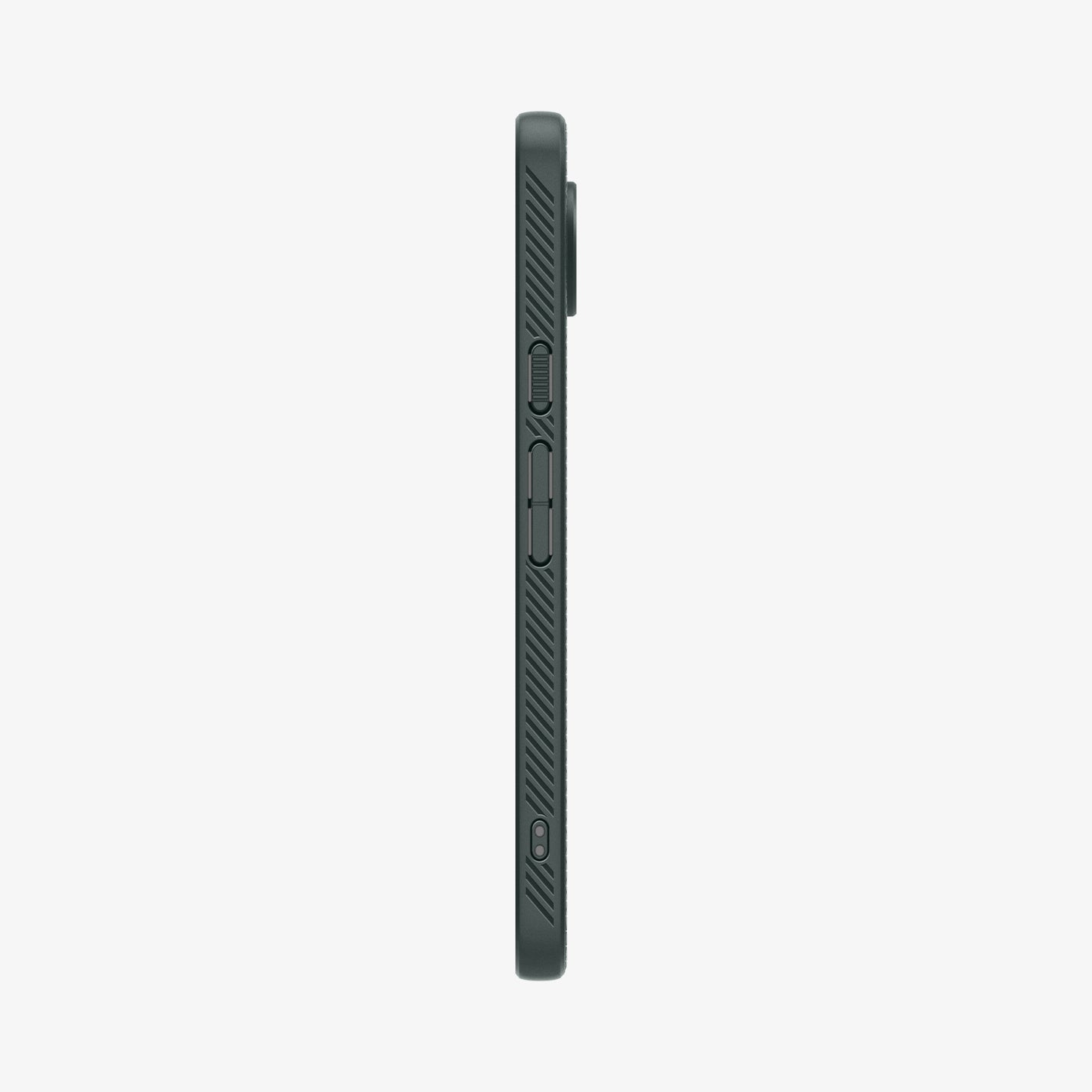 ACS07683 - Pixel 9 Pro Case Liquid Air in Abyss Green showing the side with volume buttons